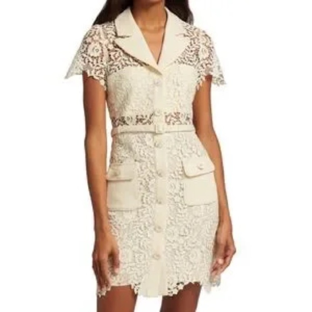 Self-Portrait Pink Lace Crystal Embellished Mini Dress NWOT